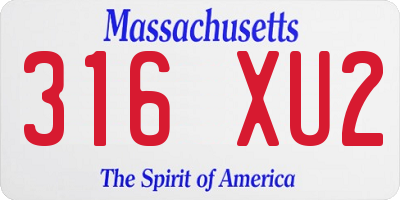 MA license plate 316XU2