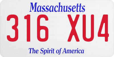 MA license plate 316XU4