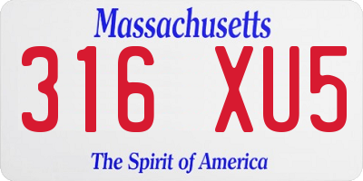 MA license plate 316XU5