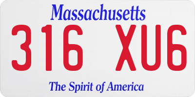 MA license plate 316XU6