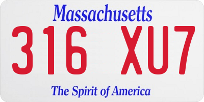 MA license plate 316XU7