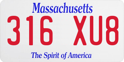MA license plate 316XU8