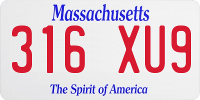 MA license plate 316XU9