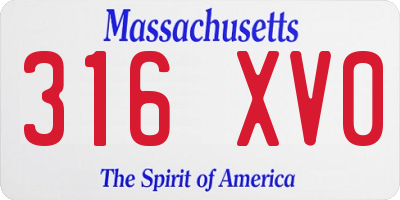 MA license plate 316XV0