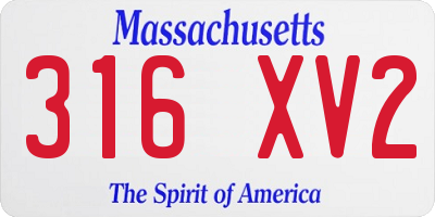 MA license plate 316XV2