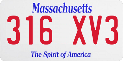 MA license plate 316XV3