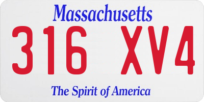 MA license plate 316XV4