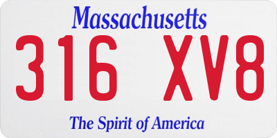 MA license plate 316XV8