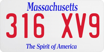 MA license plate 316XV9