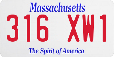 MA license plate 316XW1