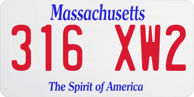 MA license plate 316XW2