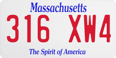 MA license plate 316XW4