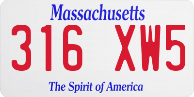 MA license plate 316XW5