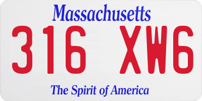 MA license plate 316XW6