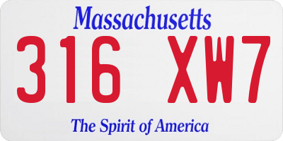 MA license plate 316XW7
