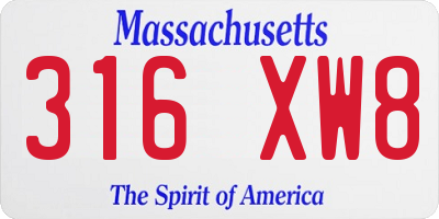 MA license plate 316XW8