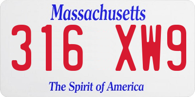 MA license plate 316XW9