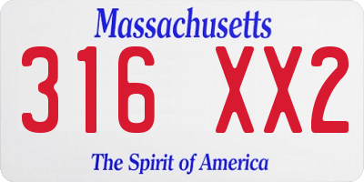 MA license plate 316XX2