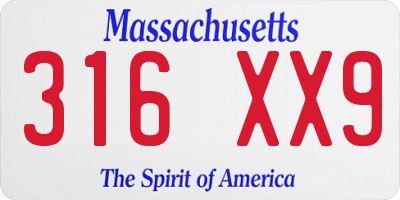 MA license plate 316XX9