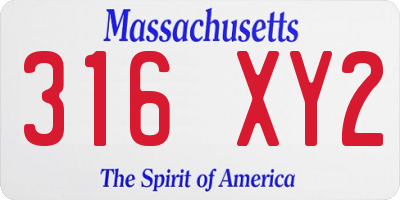 MA license plate 316XY2