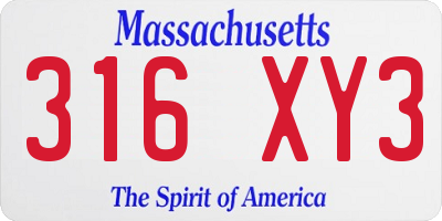 MA license plate 316XY3
