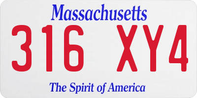 MA license plate 316XY4