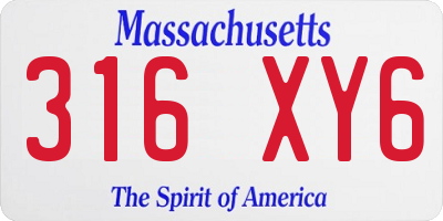 MA license plate 316XY6