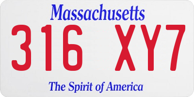 MA license plate 316XY7