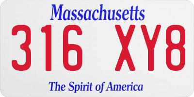 MA license plate 316XY8