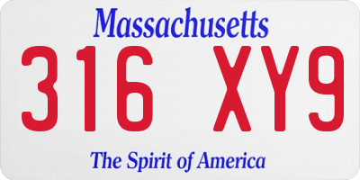 MA license plate 316XY9
