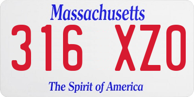 MA license plate 316XZ0