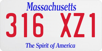 MA license plate 316XZ1