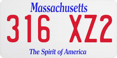 MA license plate 316XZ2