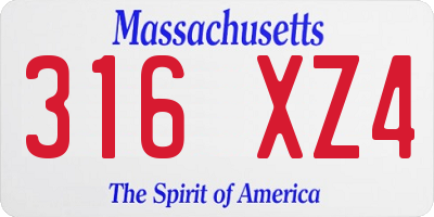 MA license plate 316XZ4