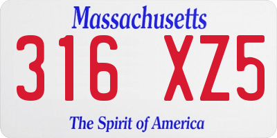 MA license plate 316XZ5