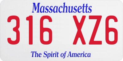 MA license plate 316XZ6