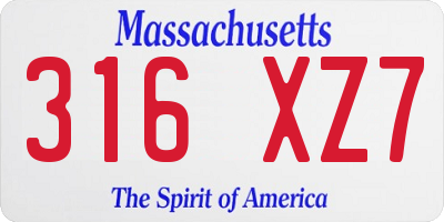 MA license plate 316XZ7