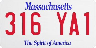 MA license plate 316YA1