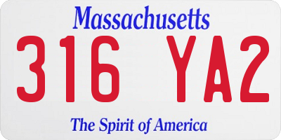 MA license plate 316YA2