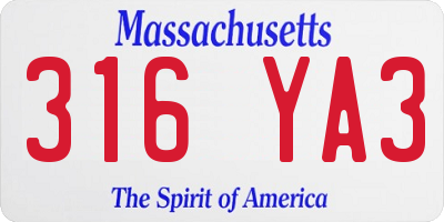 MA license plate 316YA3