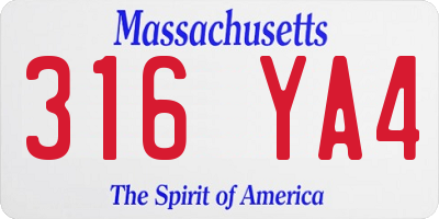MA license plate 316YA4