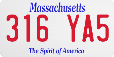MA license plate 316YA5