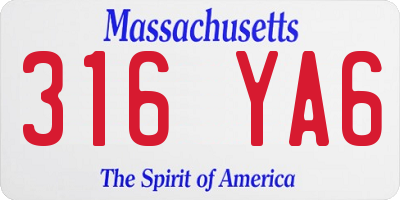 MA license plate 316YA6