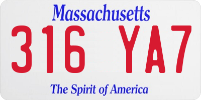 MA license plate 316YA7