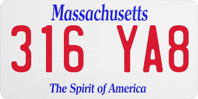 MA license plate 316YA8
