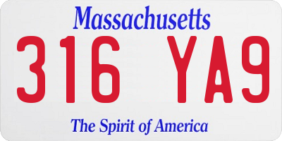 MA license plate 316YA9
