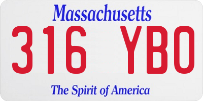 MA license plate 316YB0