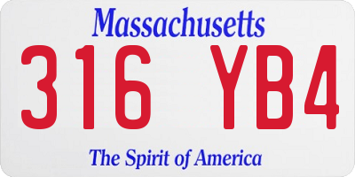 MA license plate 316YB4