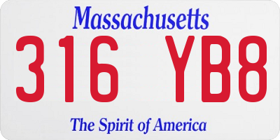 MA license plate 316YB8