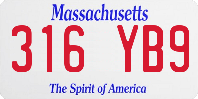 MA license plate 316YB9